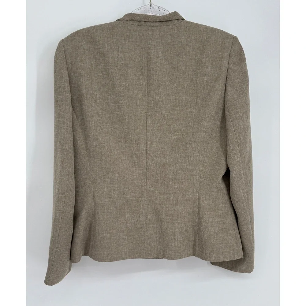 Le Suit Womens Taupe Brown 3-Button Blazer Career Jacket Sz 12 Notched Lapel